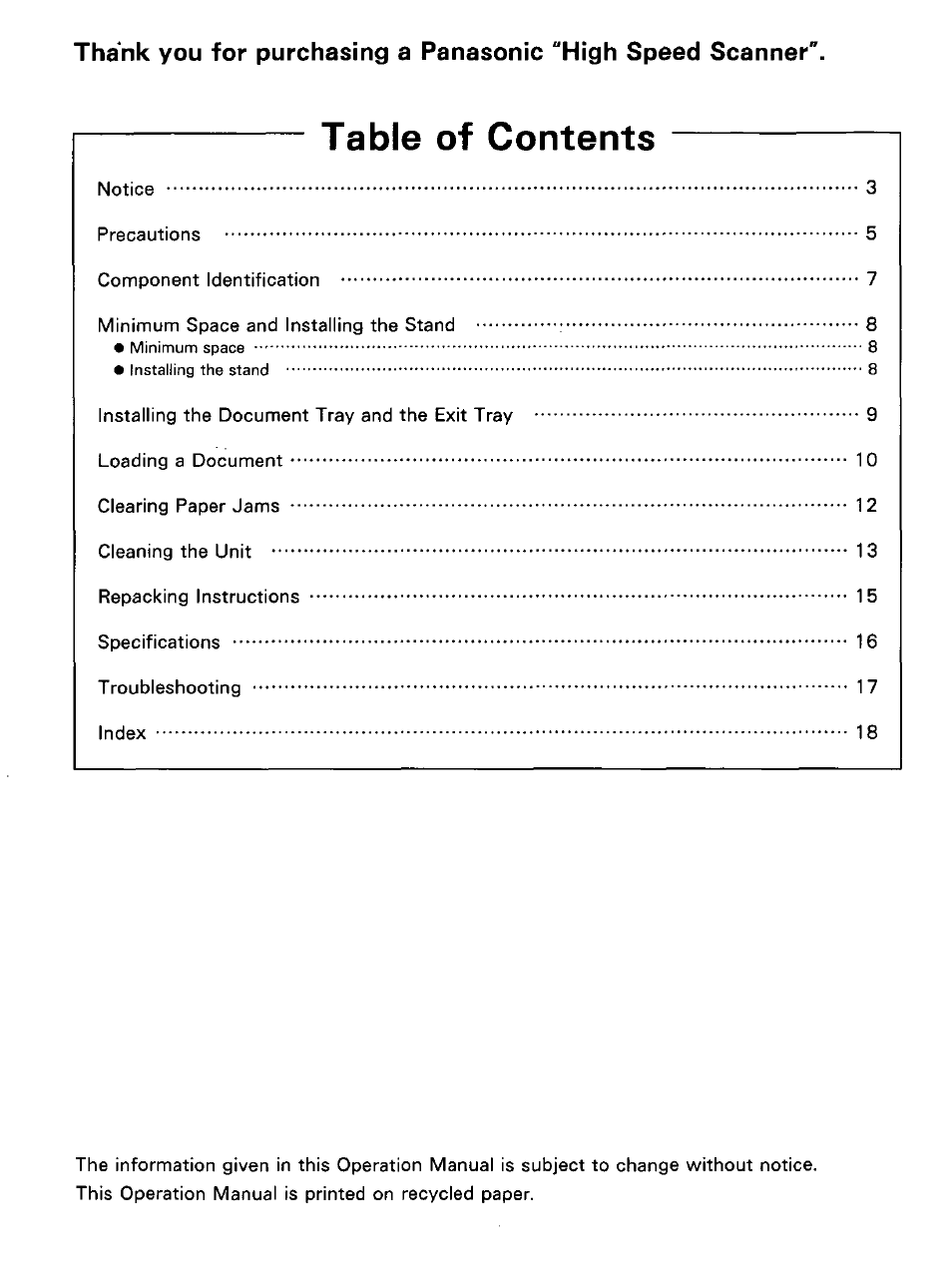 Panasonic KV-SS25D User Manual | Page 2 / 20
