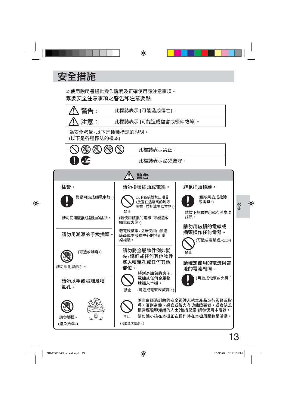Panasonic SR2363Z User Manual | Page 13 / 63
