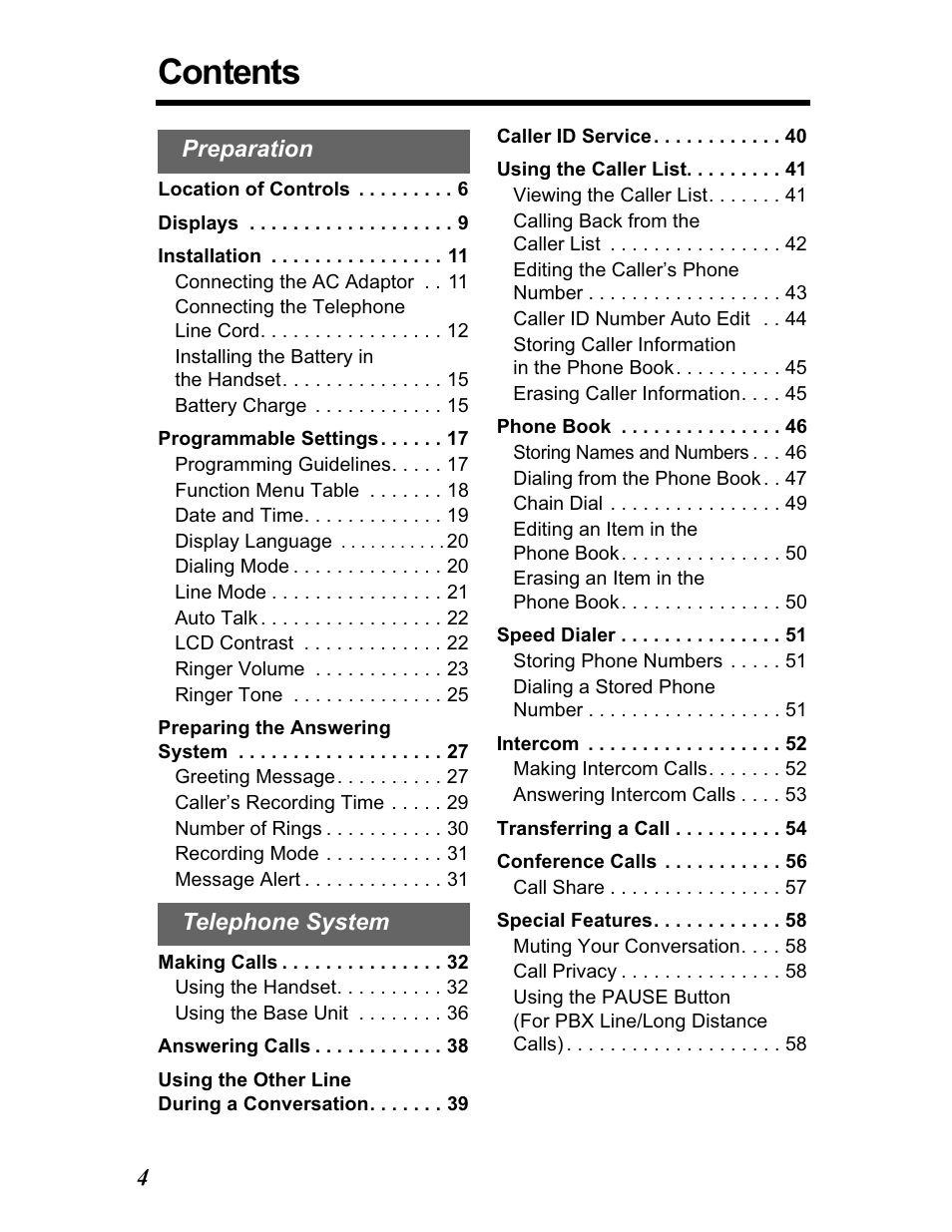 Panasonic KX-TG5480 User Manual | Page 4 / 100