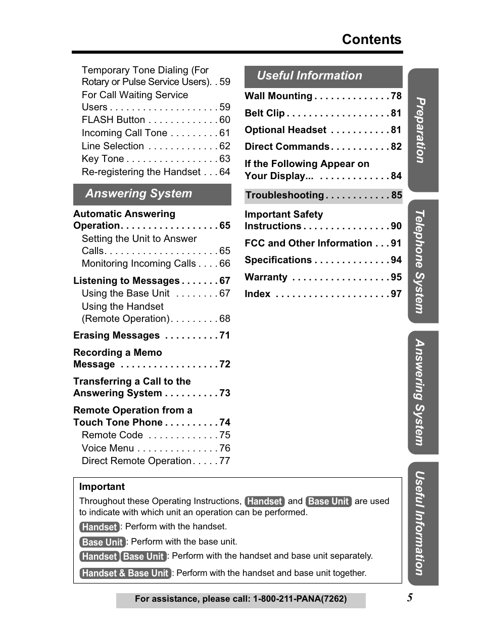 Panasonic KX-TG5480 User Manual | Page 5 / 100