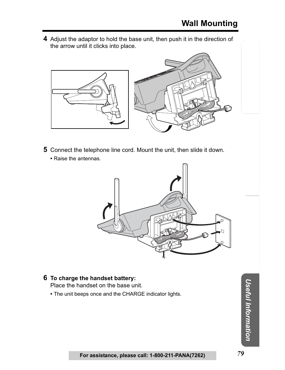 Wall mounting | Panasonic KX-TG5480 User Manual | Page 79 / 100