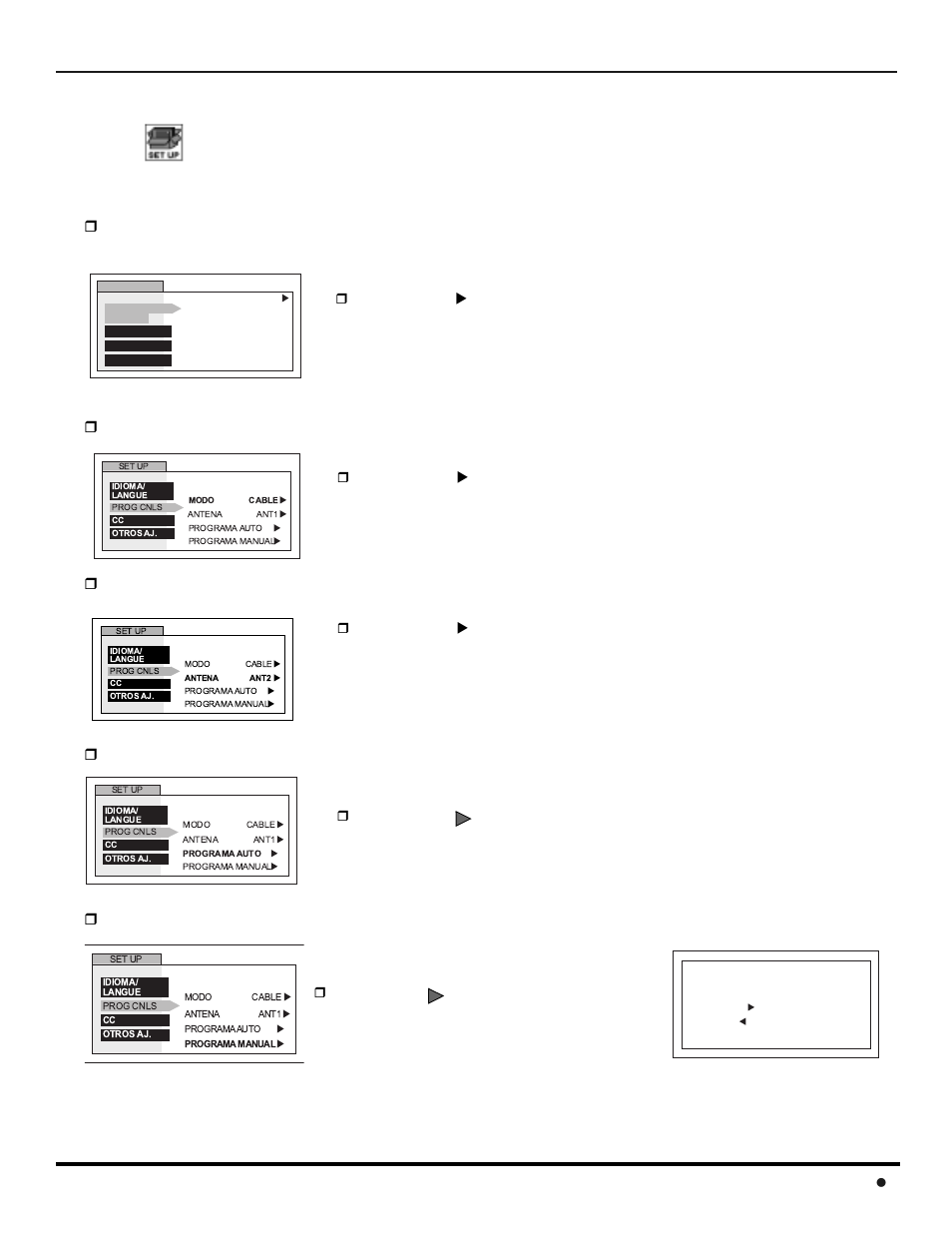 Operacion del menu de la guia giratoria, Ajuste, Operación del menú de la guia giratoria | Peración, Guia, Giratoria 31 l | Panasonic CT 32HL42 User Manual | Page 89 / 112