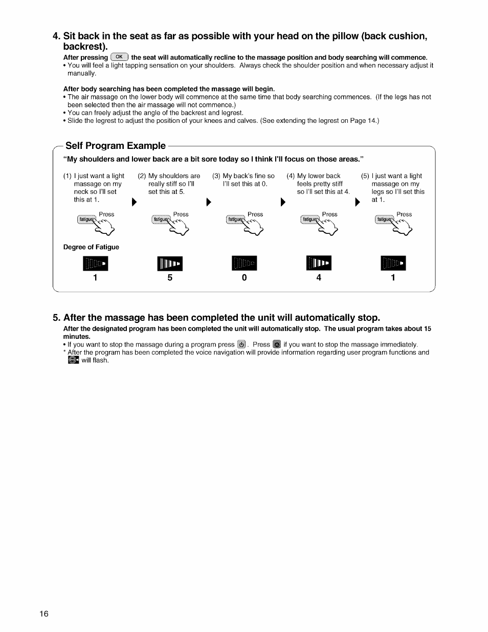 Self program example | Panasonic EP3203 User Manual | Page 18 / 98