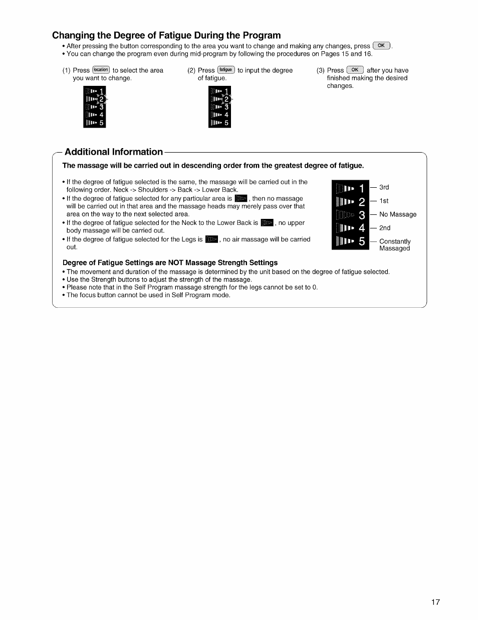 Changing the degree of fatigue during the program, Additional information | Panasonic EP3203 User Manual | Page 19 / 98