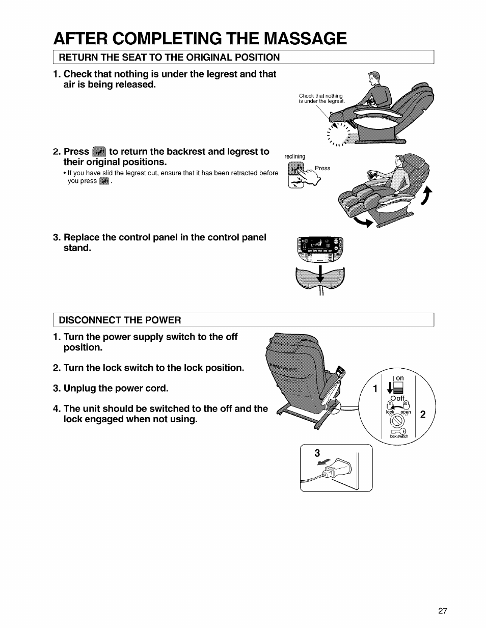 After completing the massage | Panasonic EP3203 User Manual | Page 29 / 98