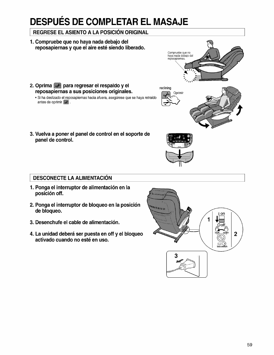 Despues de completar el masaje | Panasonic EP3203 User Manual | Page 61 / 98