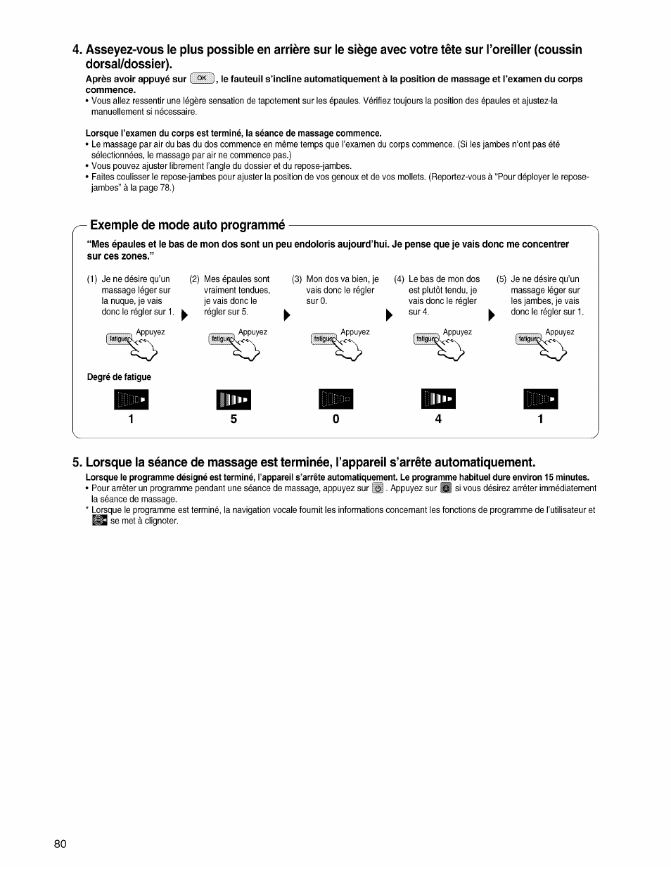 Exemple de mode auto programmé | Panasonic EP3203 User Manual | Page 82 / 98