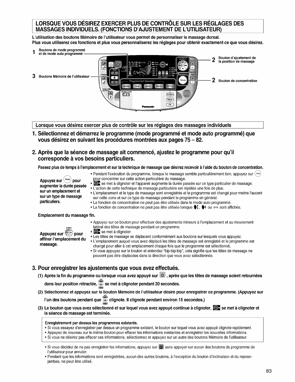 Emplacement du massage fin | Panasonic EP3203 User Manual | Page 85 / 98