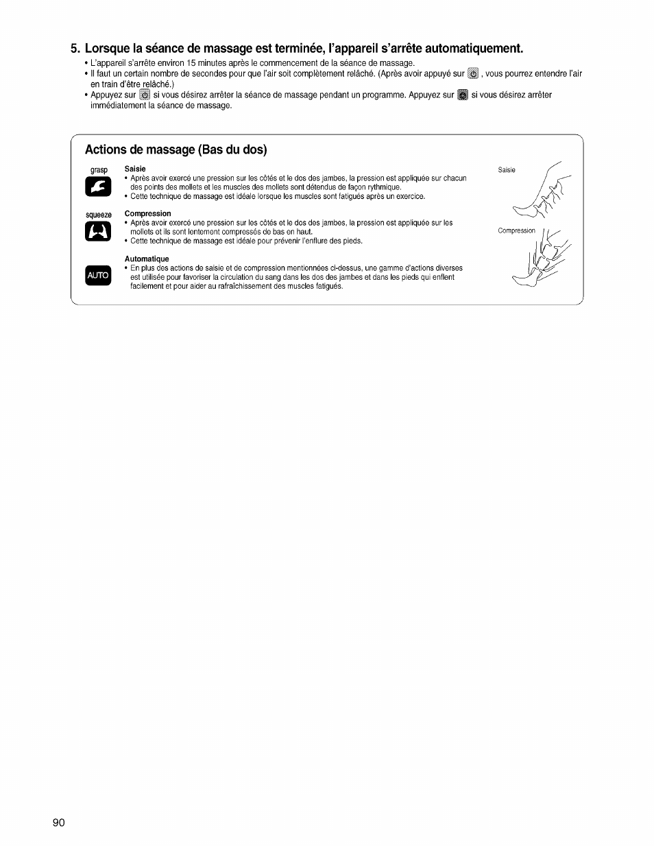 Actions de massage (bas du dos) | Panasonic EP3203 User Manual | Page 92 / 98