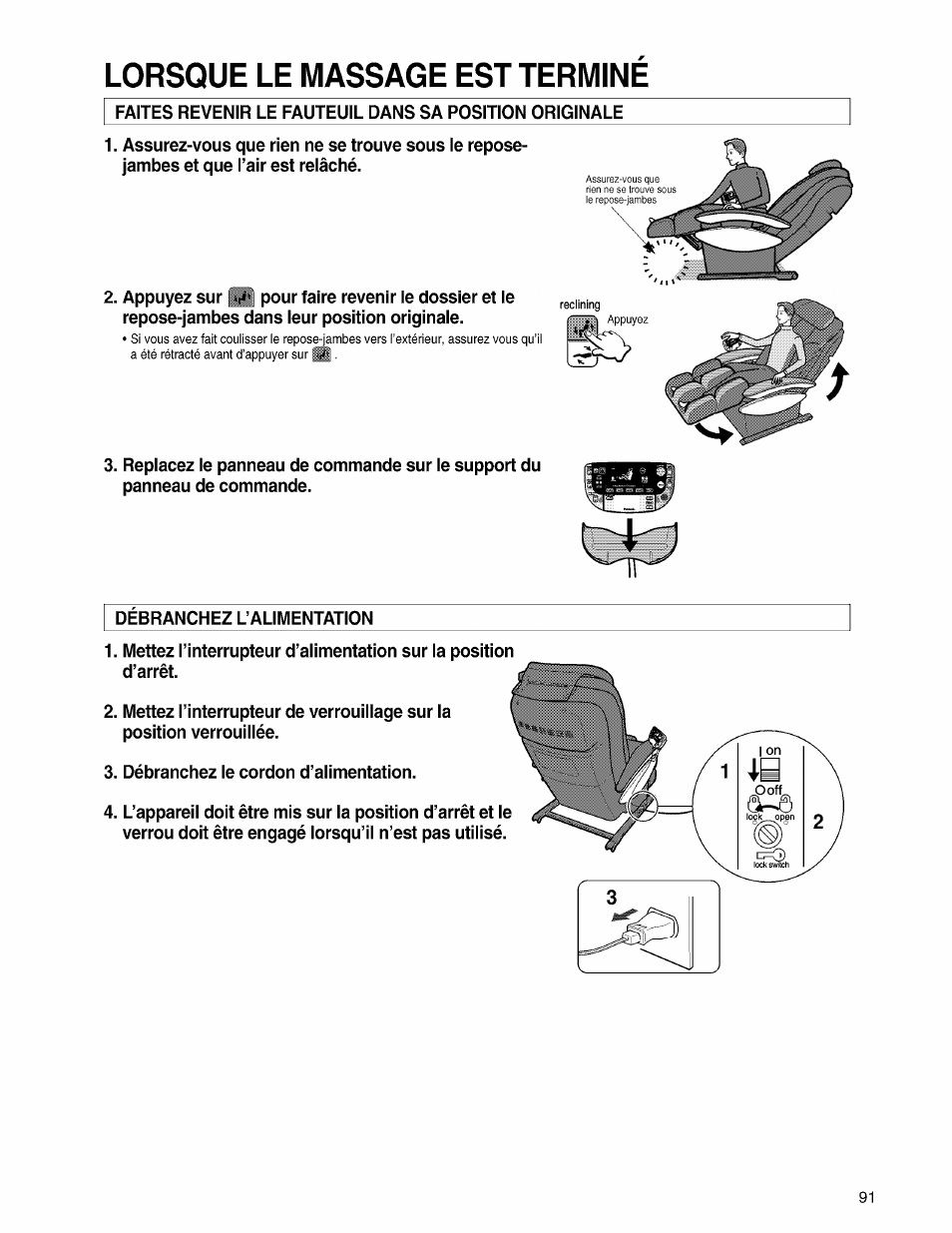 Lorsque le massage est termine | Panasonic EP3203 User Manual | Page 93 / 98