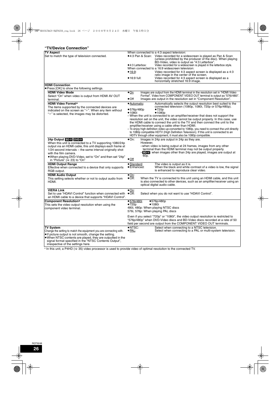 Panasonic DMP-BD35 User Manual | Page 26 / 40