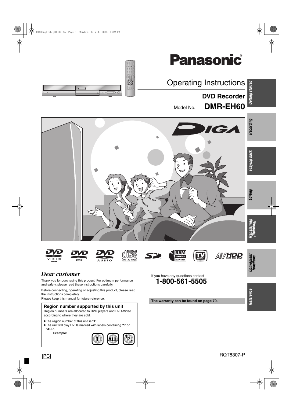 Panasonic DMR-EH60  EN User Manual | 72 pages