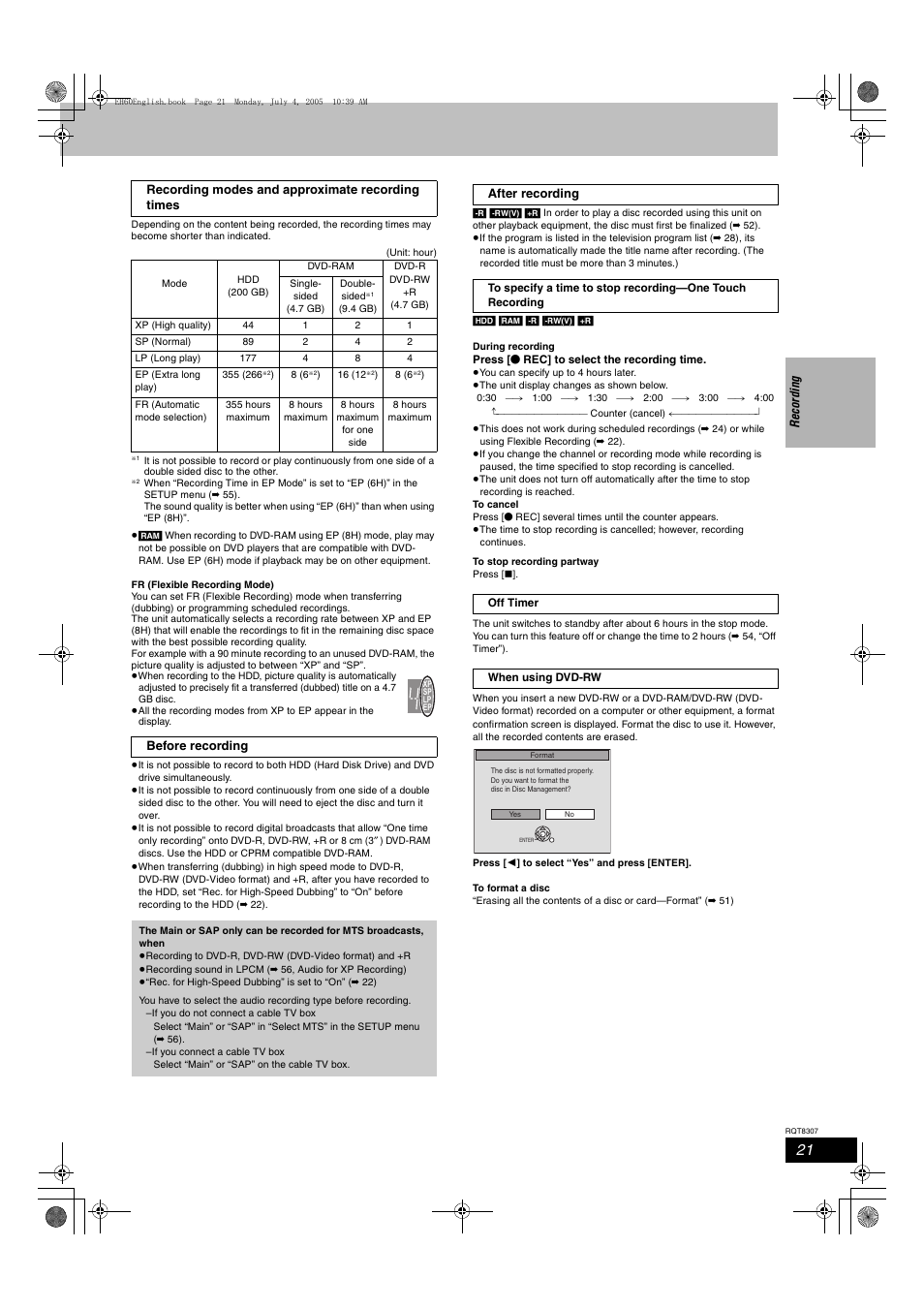 Panasonic DMR-EH60  EN User Manual | Page 21 / 72