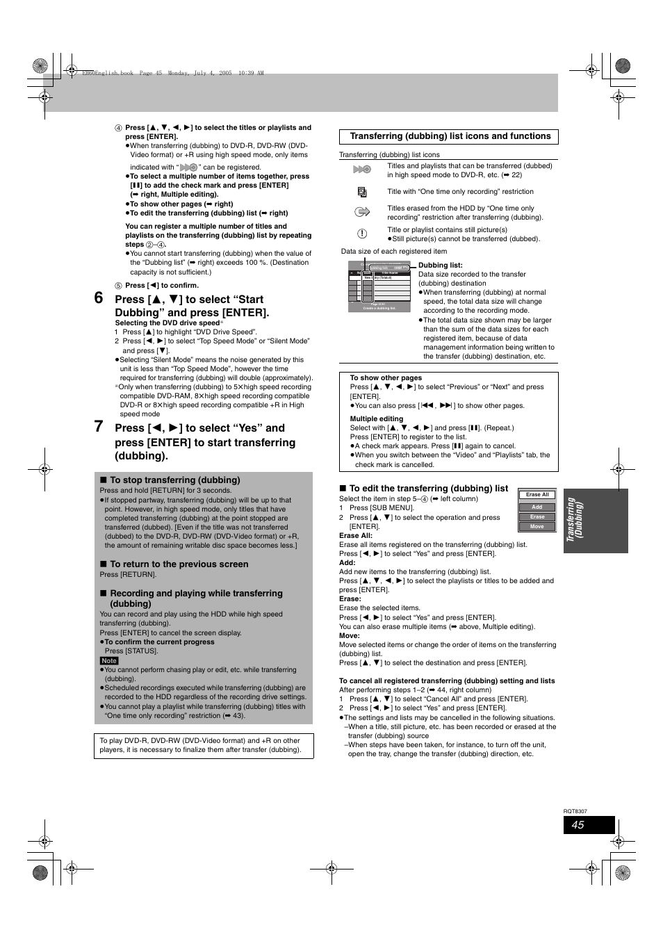 Panasonic DMR-EH60  EN User Manual | Page 45 / 72