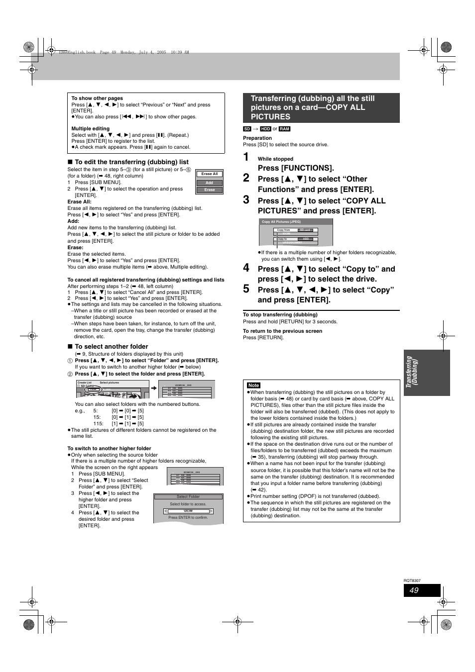 Press [functions | Panasonic DMR-EH60  EN User Manual | Page 49 / 72