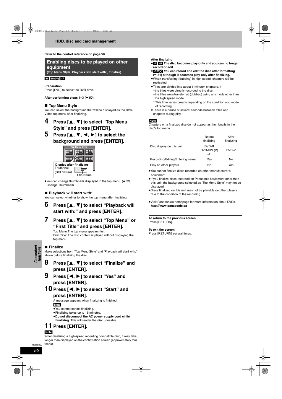 Panasonic DMR-EH60  EN User Manual | Page 52 / 72