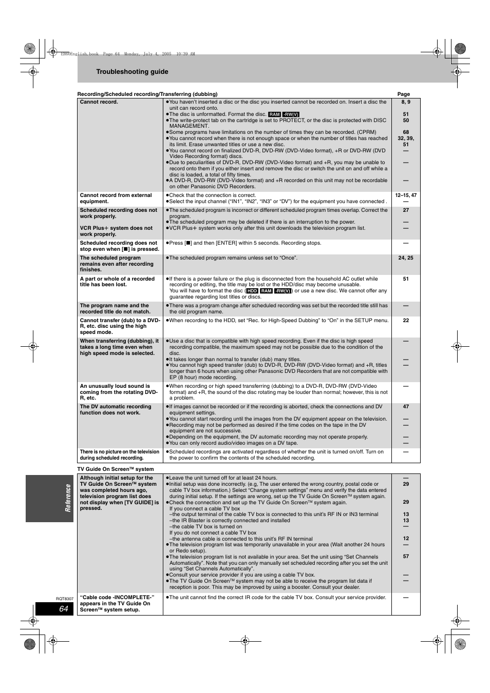 Panasonic DMR-EH60  EN User Manual | Page 64 / 72