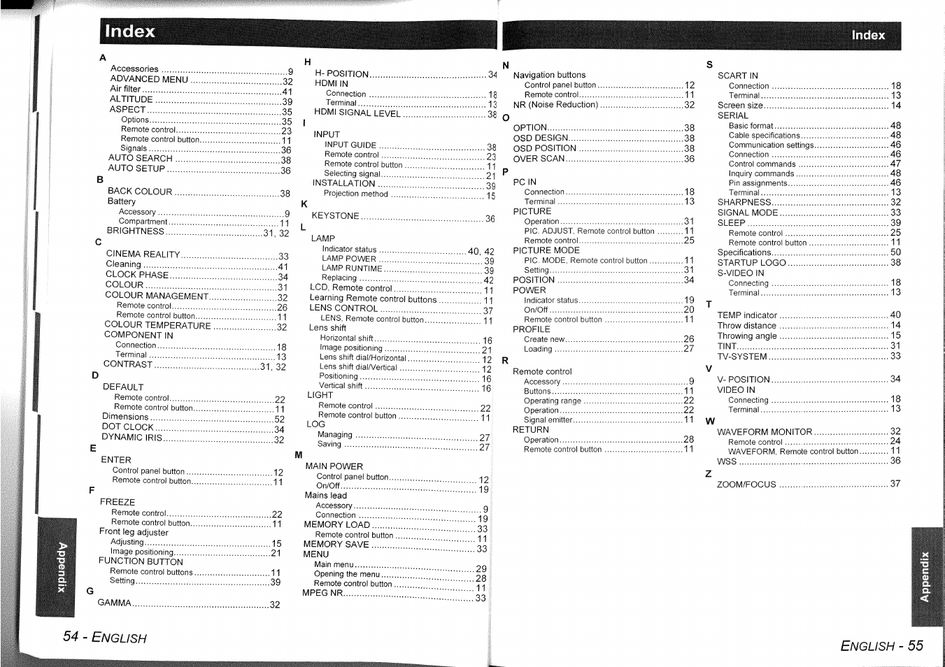 Nglish | Panasonic PT-AE1000 User Manual | Page 28 / 28