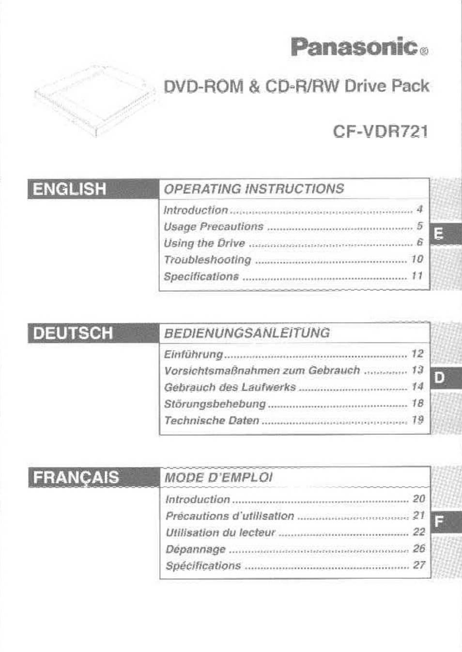 Panasonic CF-VDR721 User Manual | 28 pages