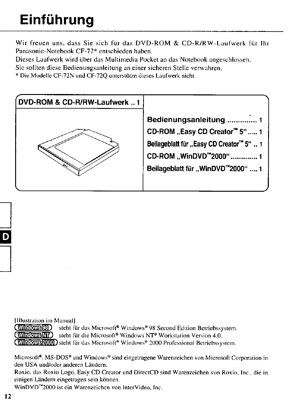 Einführung | Panasonic CF-VDR721 User Manual | Page 12 / 28