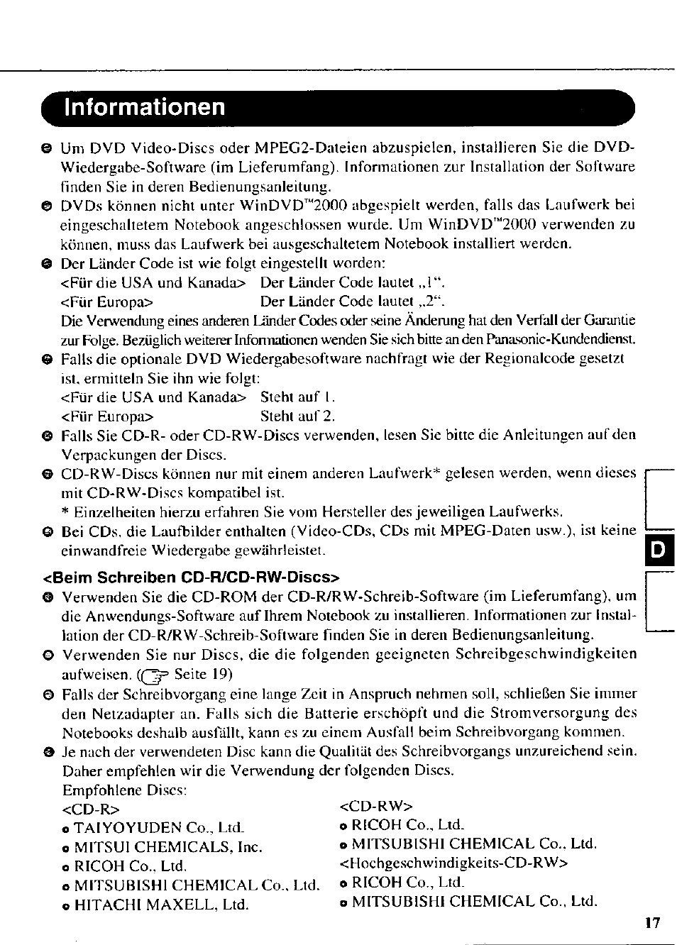 Informationen | Panasonic CF-VDR721 User Manual | Page 17 / 28