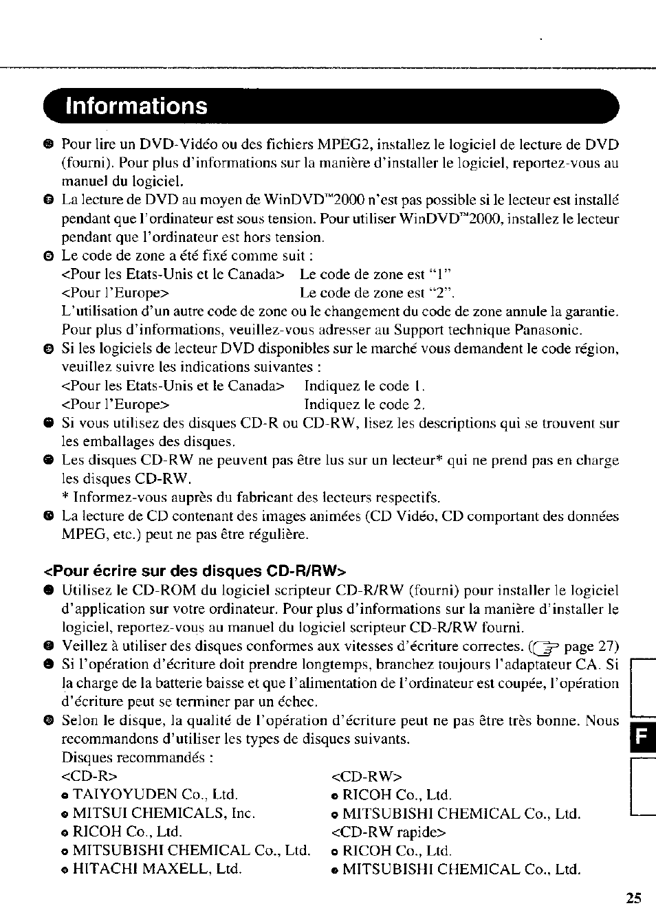 Informations | Panasonic CF-VDR721 User Manual | Page 25 / 28
