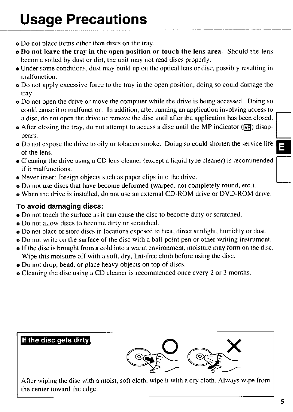Usage precautions | Panasonic CF-VDR721 User Manual | Page 5 / 28