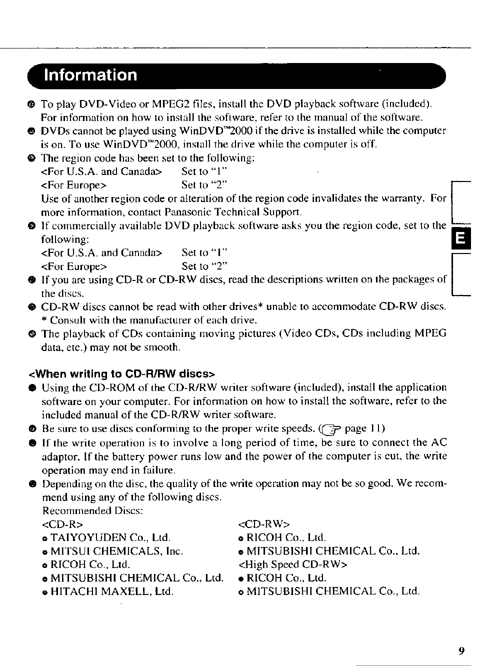 Information | Panasonic CF-VDR721 User Manual | Page 9 / 28