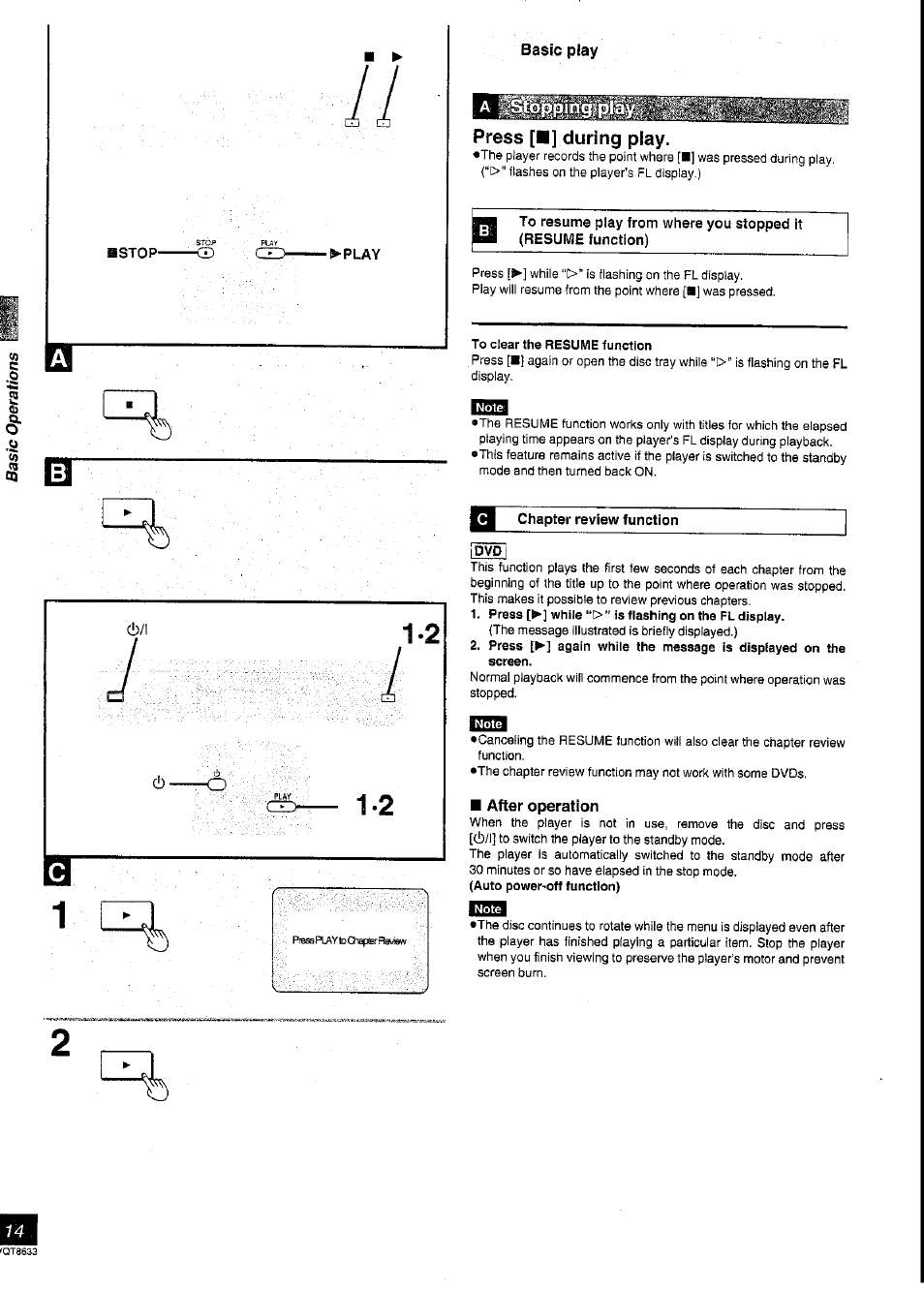 Press [■] during play, Chapter review function | Panasonic DVD-RV40 User Manual | Page 14 / 44