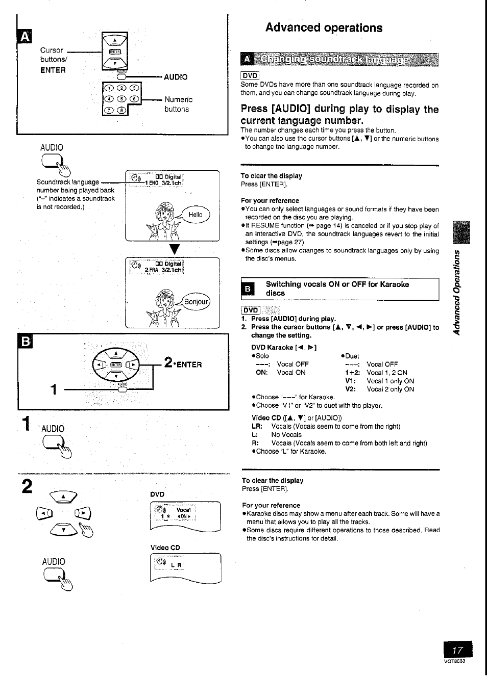 D срг, Press [audio] during play to display the, Current language number | Advanced operations | Panasonic DVD-RV40 User Manual | Page 17 / 44