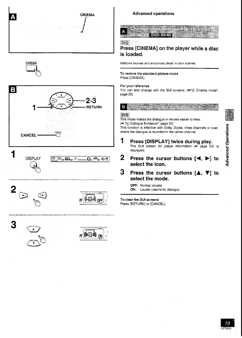 Display, 1 press [display] twice during play | Panasonic DVD-RV40 User Manual | Page 19 / 44