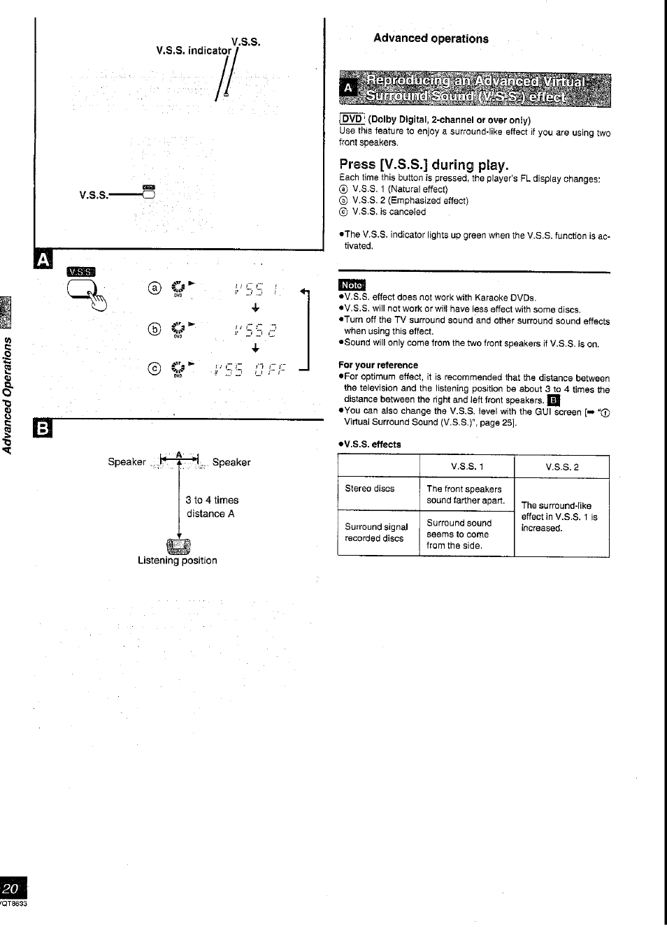 Press [v.s.s.] during piay | Panasonic DVD-RV40 User Manual | Page 20 / 44