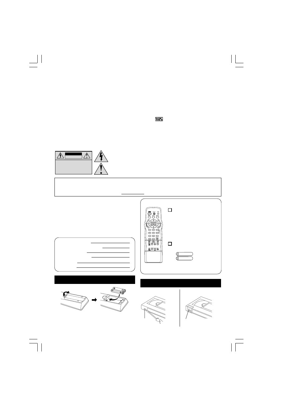 Safety precautions/mesures de sécurité, Accessories, Loading the batteries | Prevent accidental tape erasure, Warnin, Fcc warning | Panasonic PV-C2033WA User Manual | Page 3 / 40