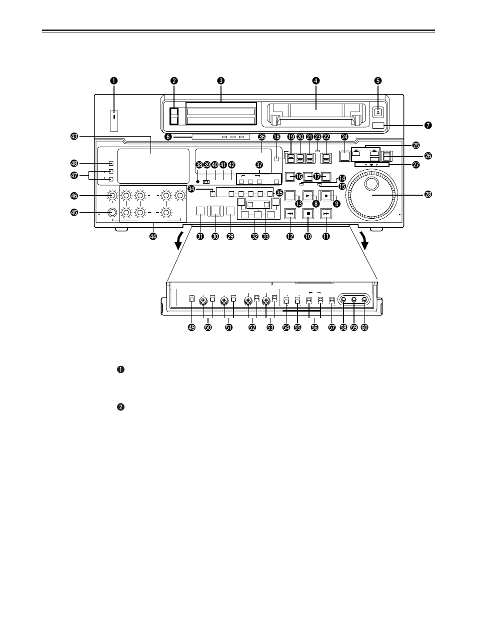 Controls and their functions, Front panel, Composite, sdti (v&a), sdi and back to y p | Panasonic AJ-D850A User Manual | Page 6 / 104