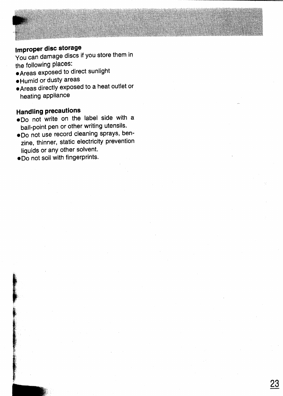 Handling precautions | Panasonic SL-XP350 User Manual | Page 23 / 28