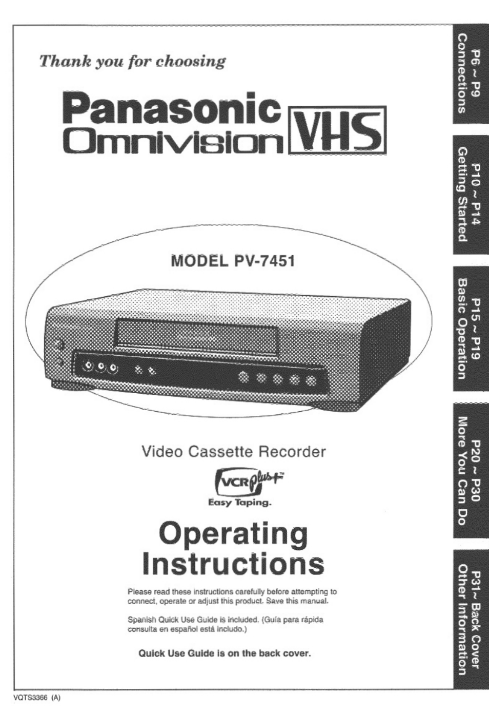Panasonic PV-7451 User Manual | 36 pages