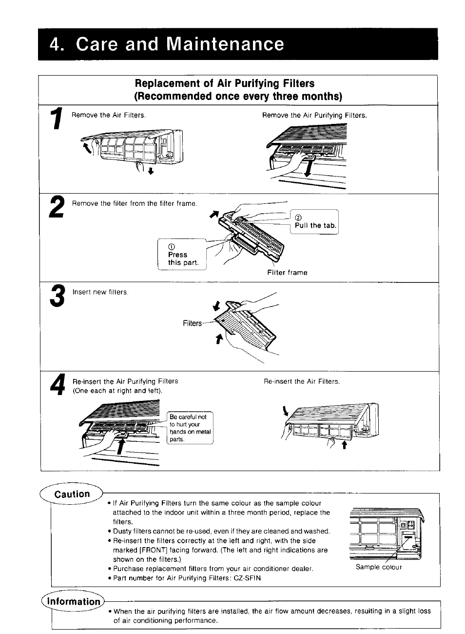 Care and maintenance | Panasonic CS-1873KR User Manual | Page 20 / 22