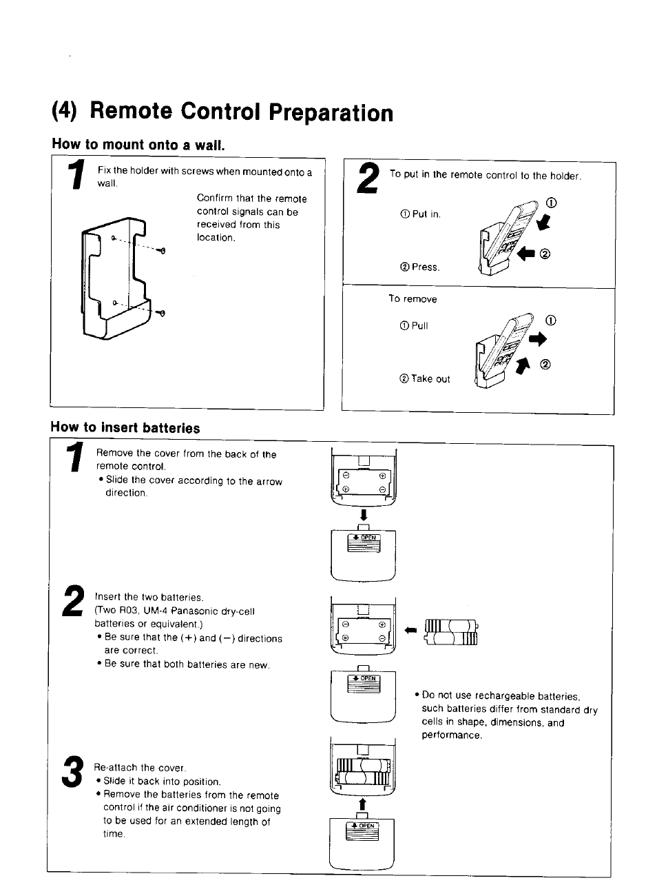 4) remote control preparation | Panasonic CS-1873KR User Manual | Page 6 / 22