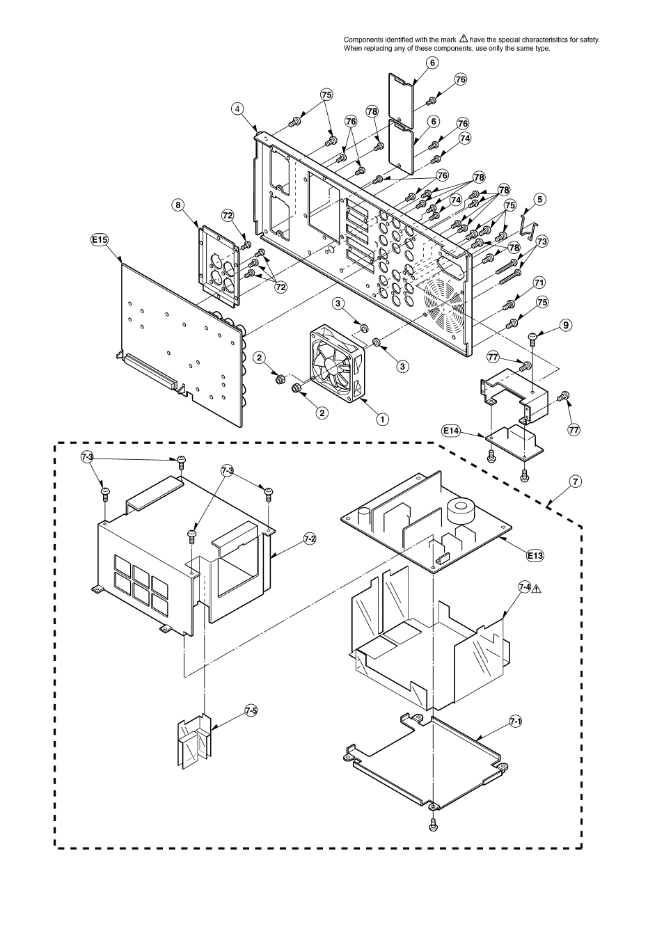 Rear panel assembly | Panasonic AJ-D455 User Manual | Page 17 / 26