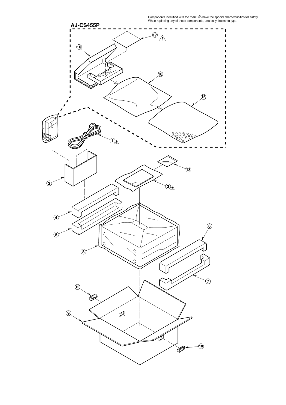Packing parts assembly | Panasonic AJ-D455 User Manual | Page 19 / 26