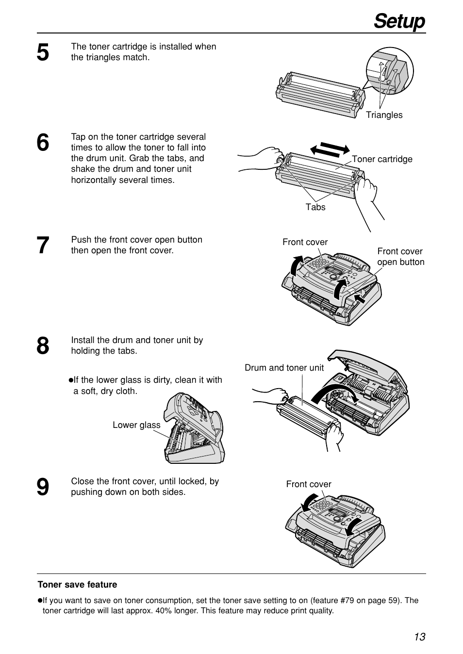 Setup | Panasonic KX-FL501C User Manual | Page 13 / 82