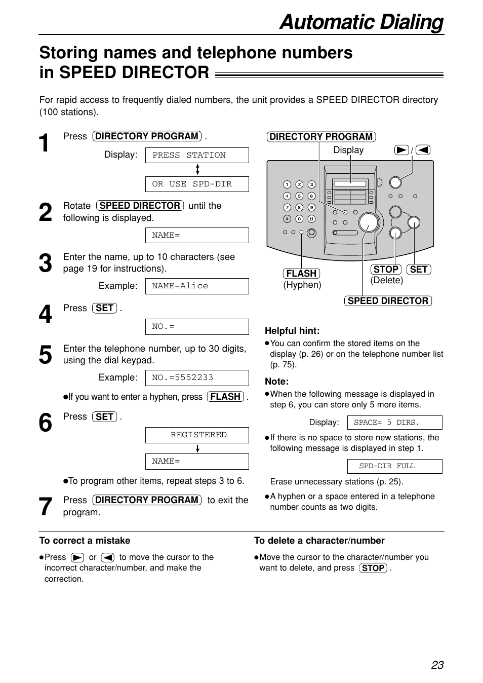 Automatic dialing | Panasonic KX-FL501C User Manual | Page 23 / 82