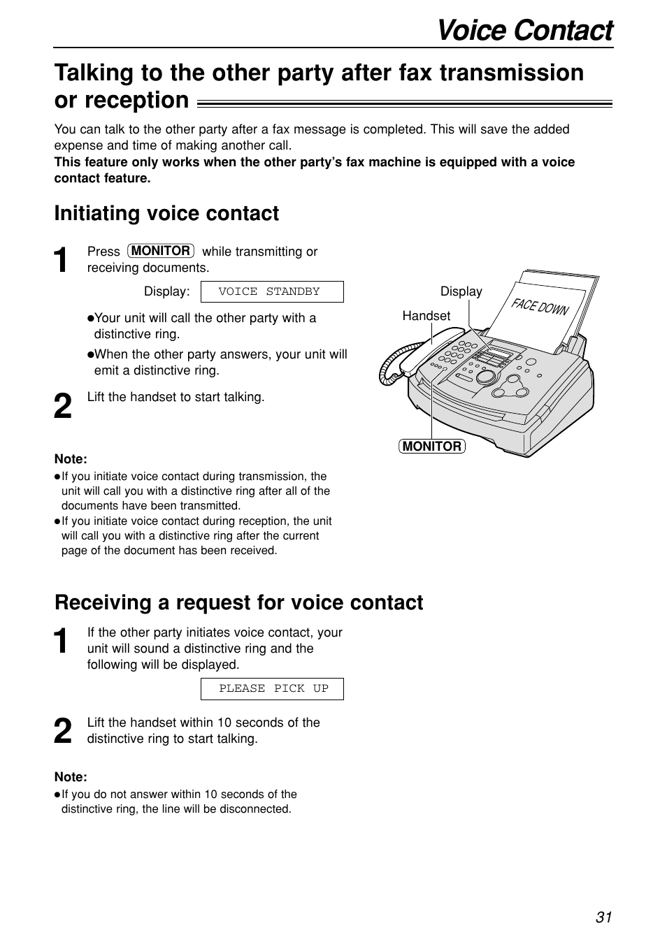 Voice contact | Panasonic KX-FL501C User Manual | Page 31 / 82