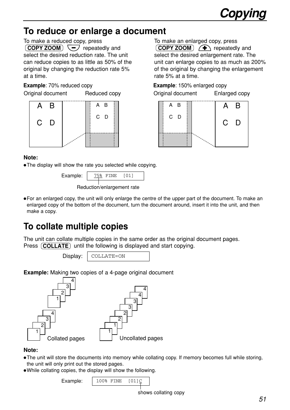 Copying | Panasonic KX-FL501C User Manual | Page 51 / 82