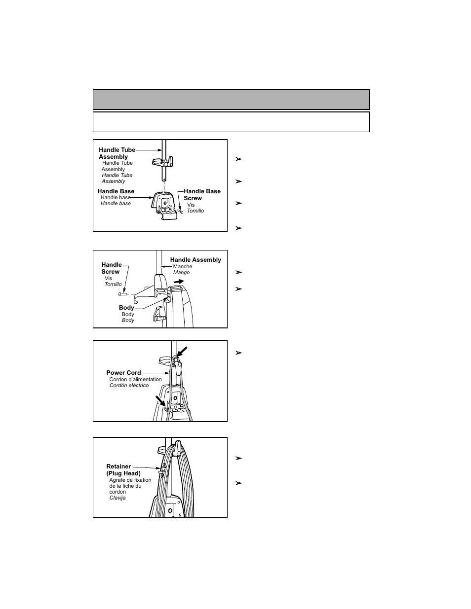 Assembly, Attaching handle | Panasonic MC-V7319 User Manual | Page 12 / 52