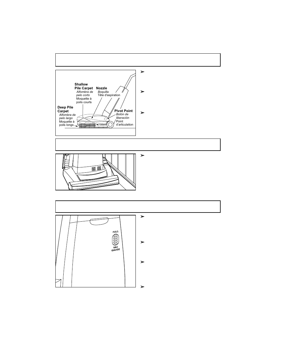 Automatic self adjusting nozzle, Edge cleaning, Edge cleaning automatic self adjusting nozzle | Vac gauge | Panasonic MC-V7319 User Manual | Page 16 / 52