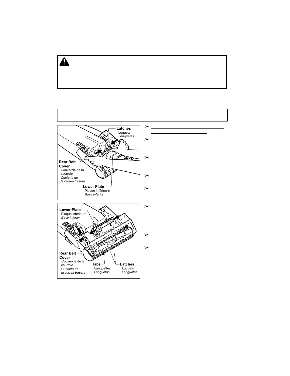 Removing and installing lower plate, Warning | Panasonic MC-V7319 User Manual | Page 32 / 52