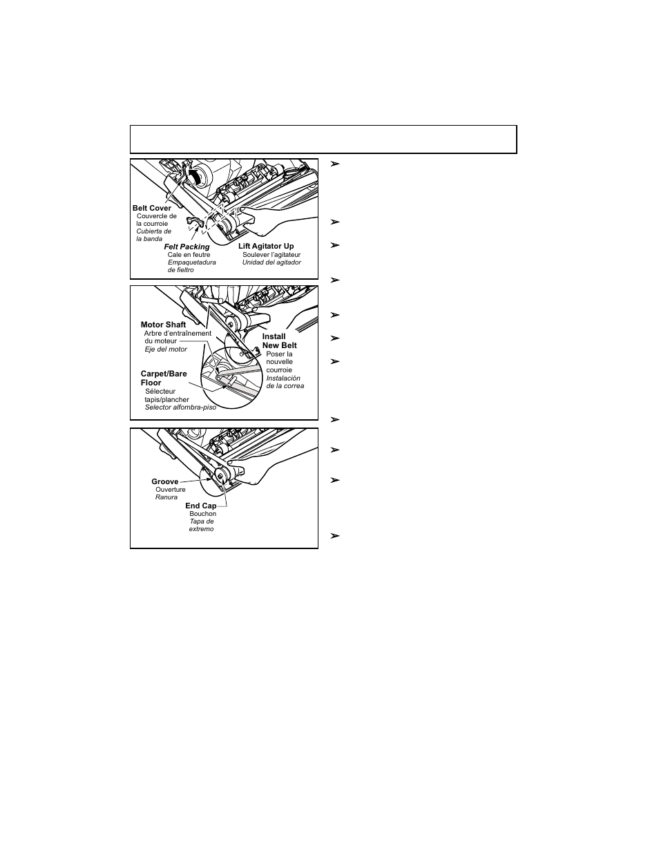 Replacing belt | Panasonic MC-V7319 User Manual | Page 34 / 52