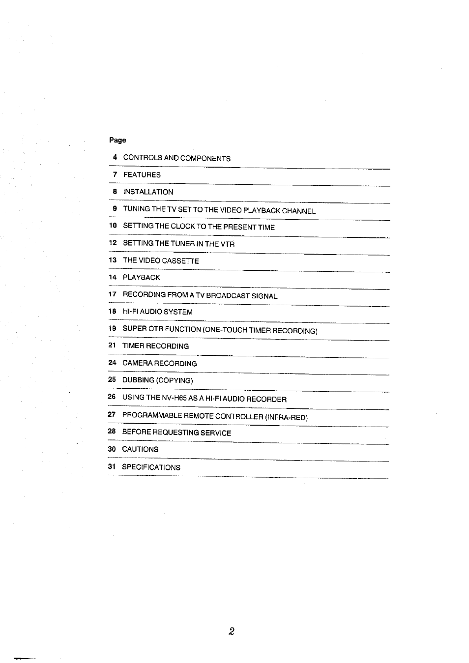 Panasonic NV-H65 Series User Manual | Page 2 / 32