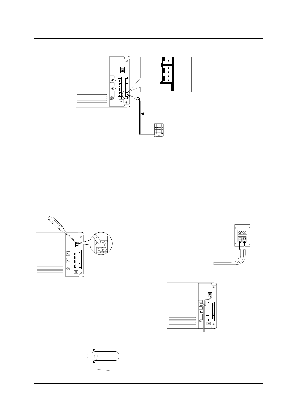 Installation of optional card and unit, Door opener connection, D=1.2–2.4 mm | Door opener, Panasonic | Panasonic KX-T206E User Manual | Page 15 / 40
